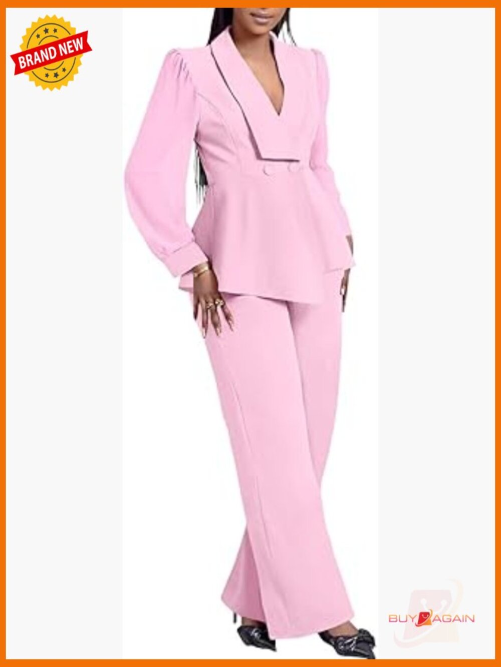 Dressy 2 Piece Pantsuit Set - Sheer Mesh Sleeve Blazer & Wide Leg Pants -